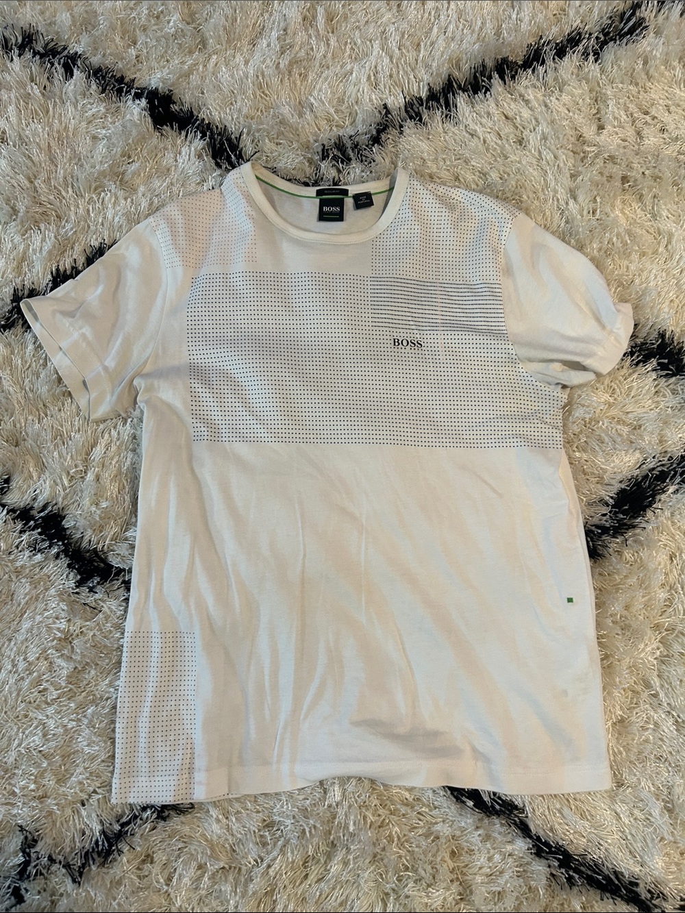 Boss White Short-Sleeve Perforated Panel Tee